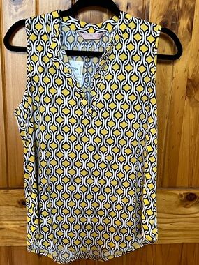SJS Yellow Black White Geometric Sleeveless Camisole